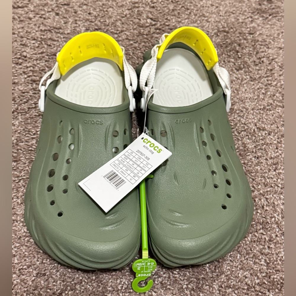 Crocs Echo Clogs Sandals Shoes Sport Mode Moss Green Men's Size 11 207937-308